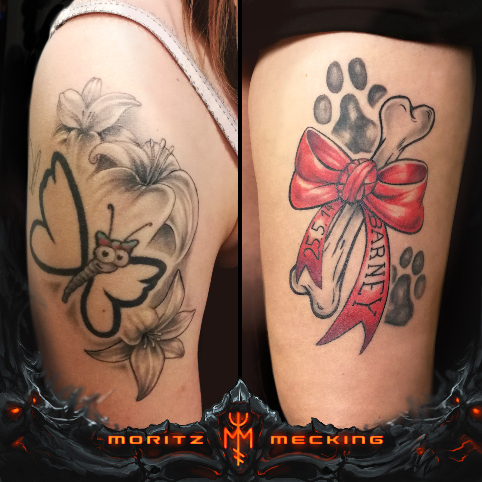 Flower / Dog Love Moritz Mecking Tattoo